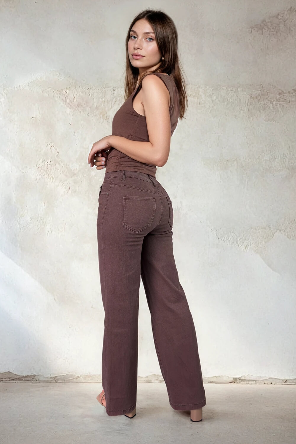 Pantalón Jeans Recto Mocca