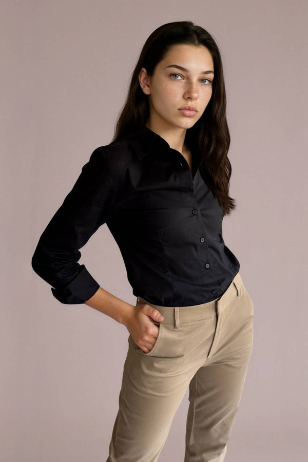 Camisa Tailor Algodón Negra