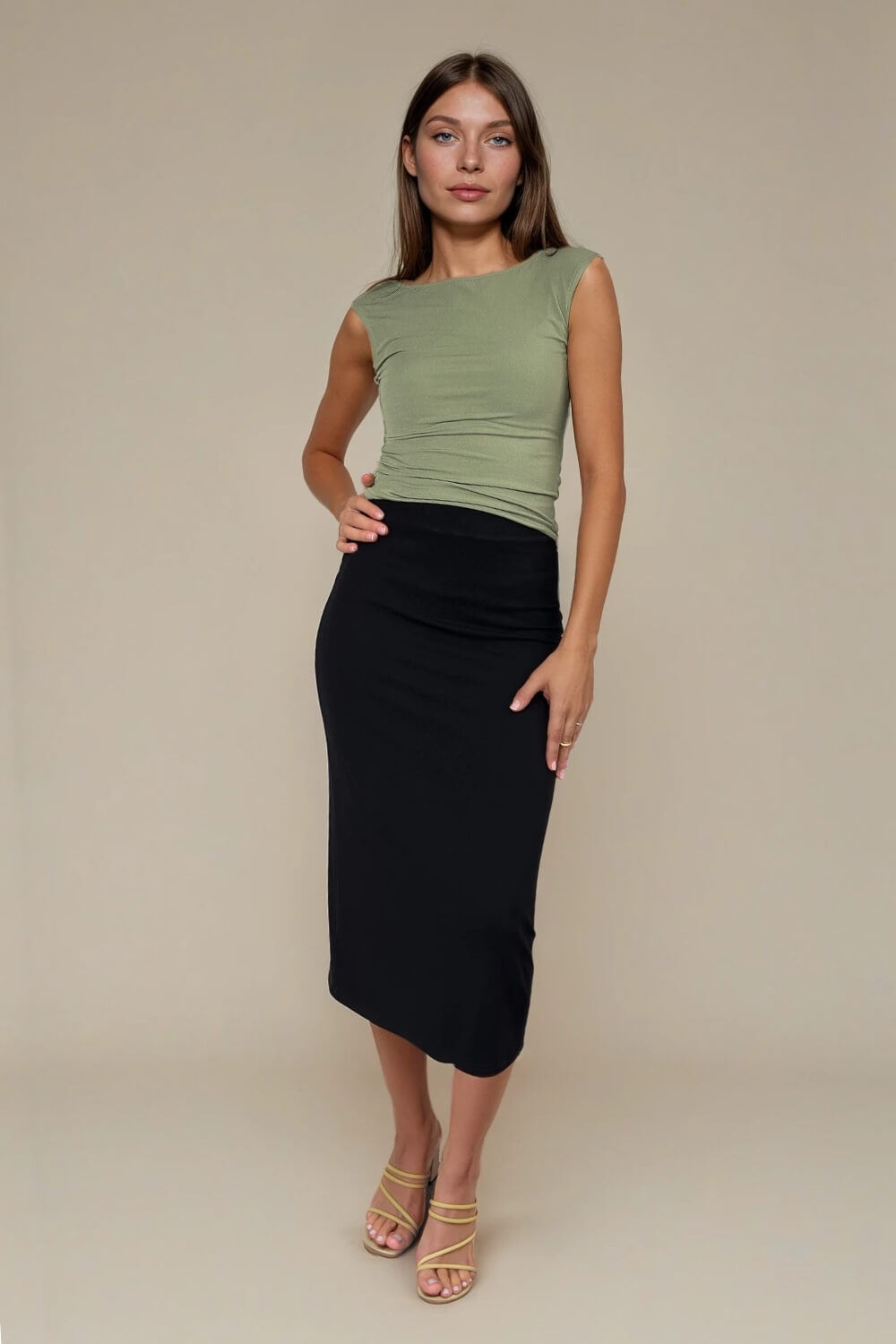 Falda Midi Modal Negra