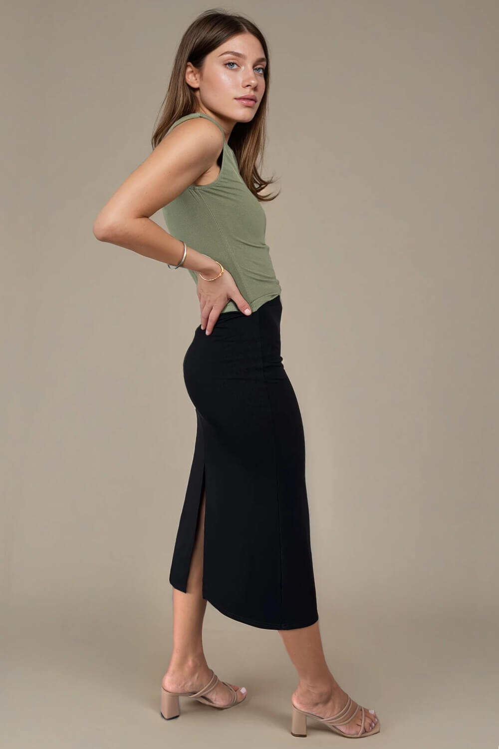Falda Midi Modal Negra