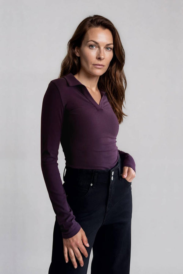 Polera Cuello Polo Manga Larga Ovispo