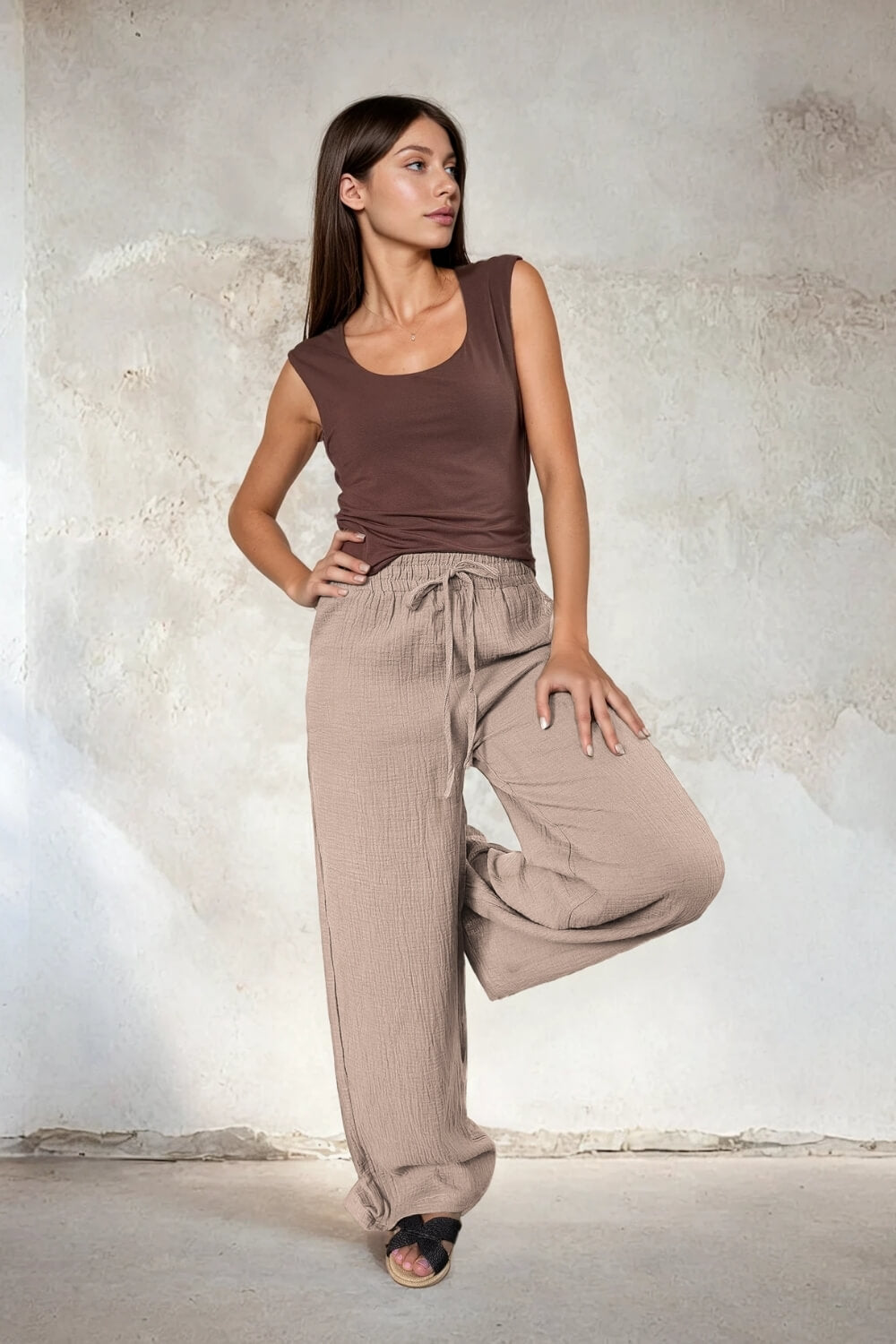 Pantalón Relax de Algodón Nude