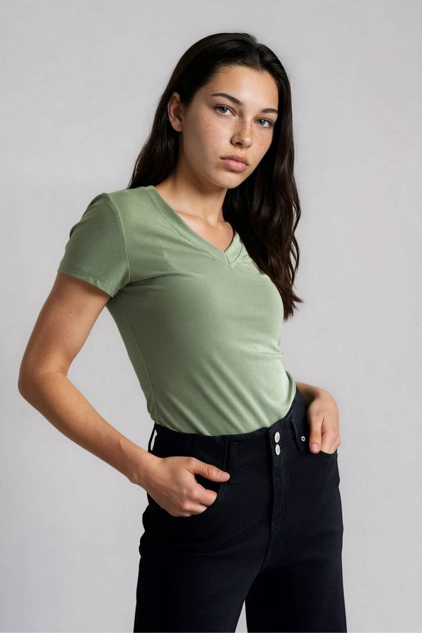 Polera Escote V Modal Verde
