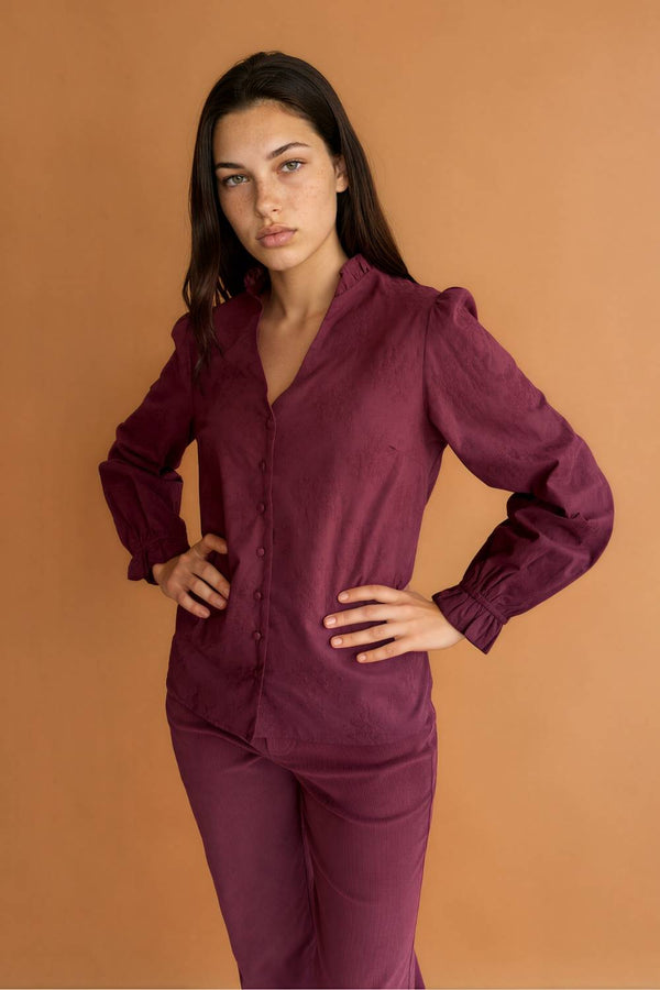 Blusa Ramos Broderie Borgoña