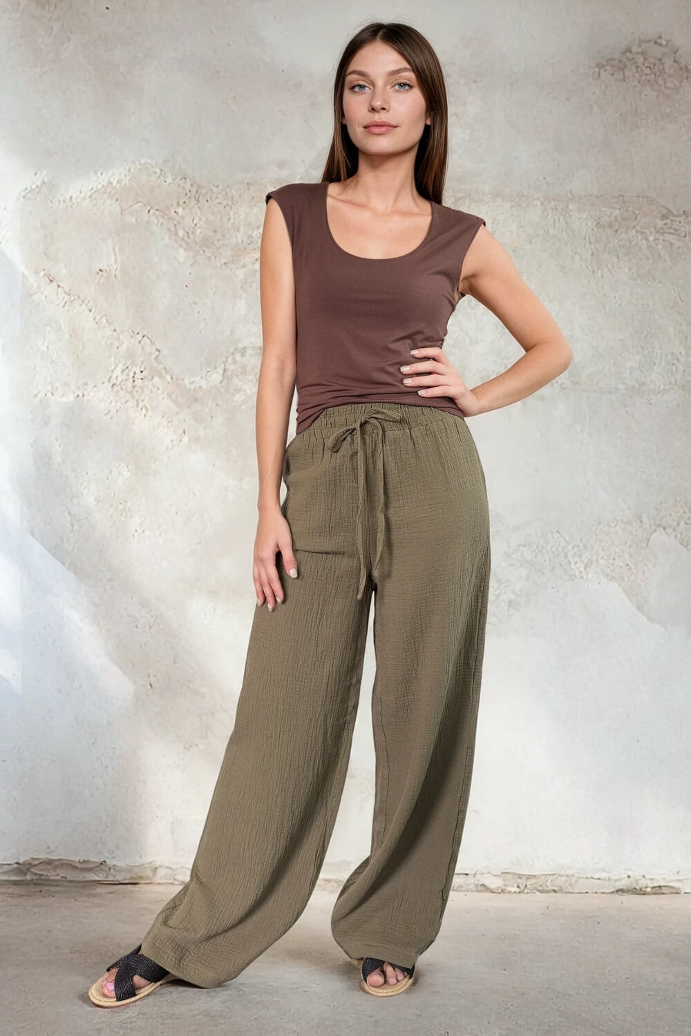Pantalón Relax de Algodón Verde