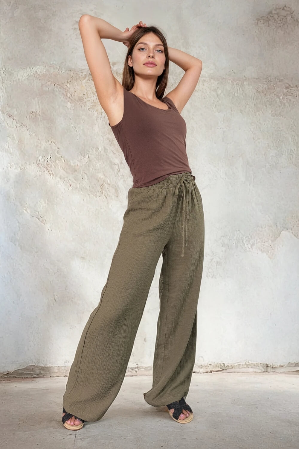 Pantalón Relax de Algodón Verde