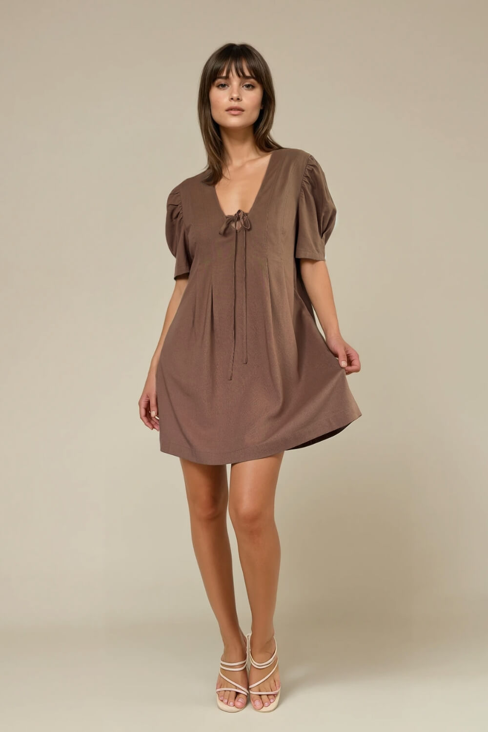 Vestido Basie Lino Mocha