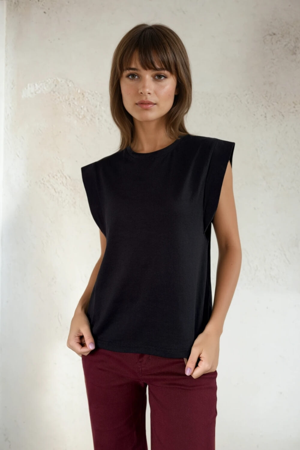 Top Algodón Recto Negro