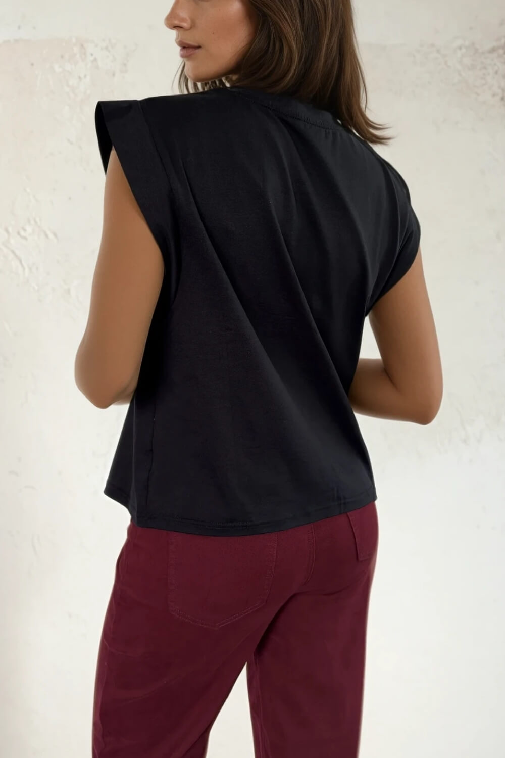 Top Algodón Recto Negro