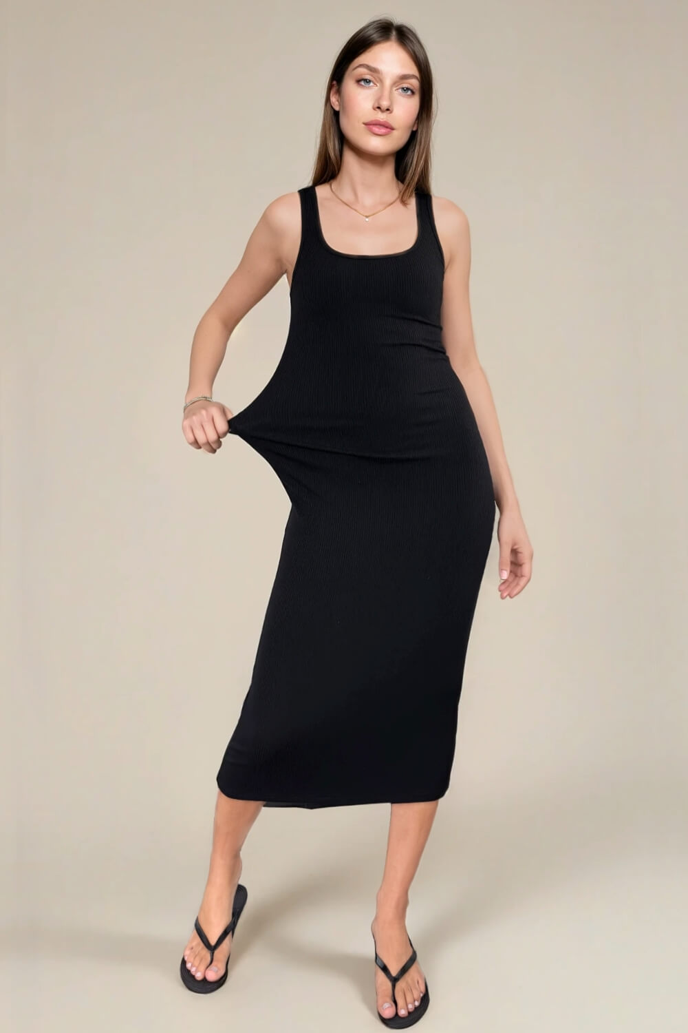 Vestido Tubo Rib Negro