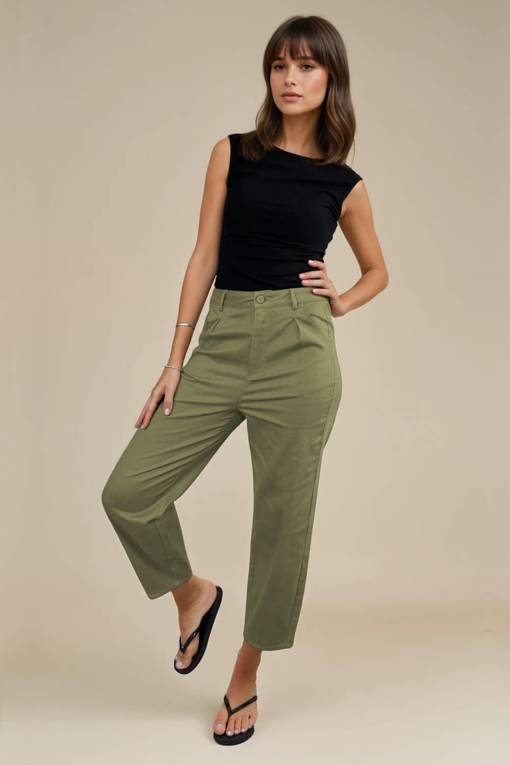 Pantalón Slouchy Largo Verde