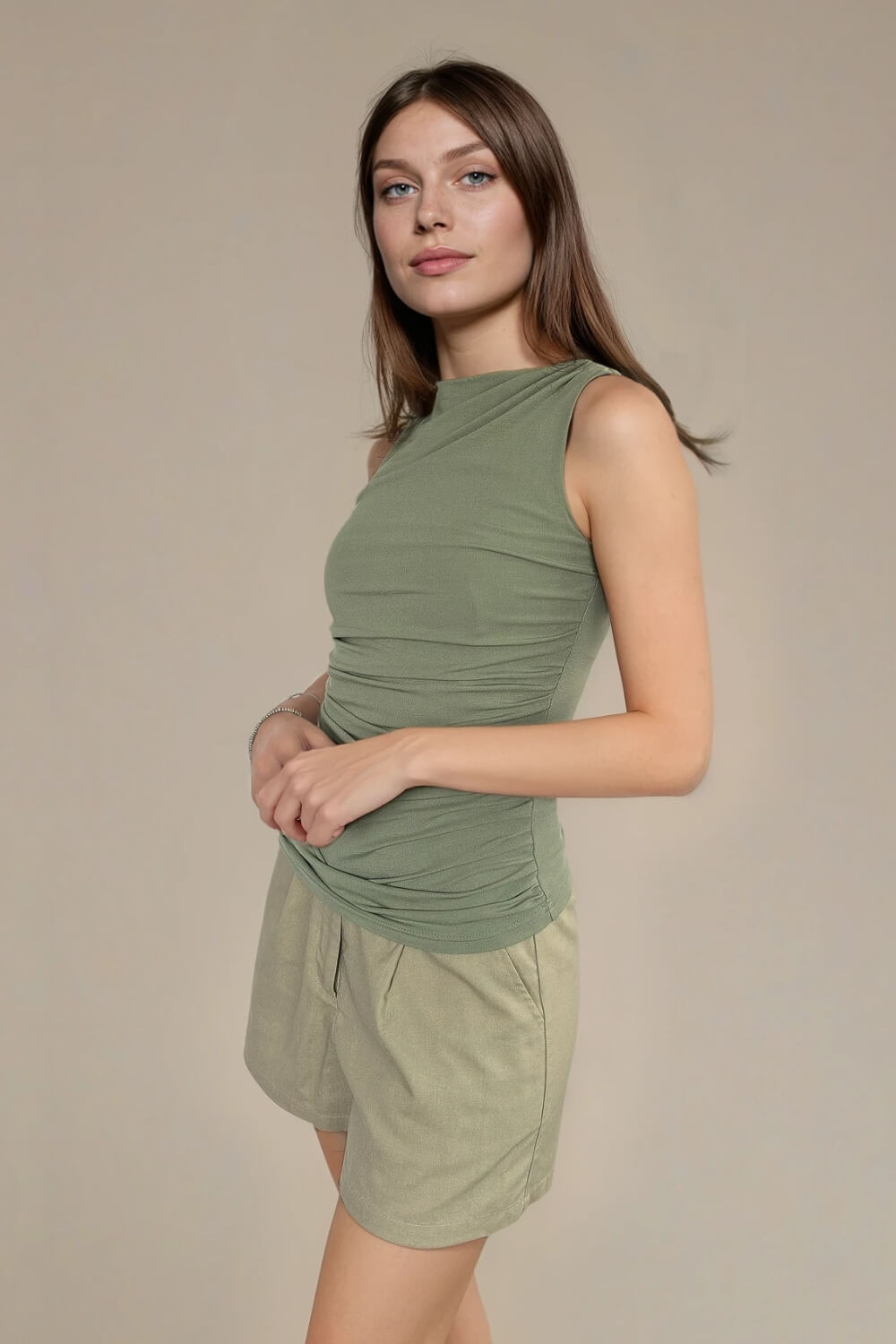 Top Drapeado Modal Verde