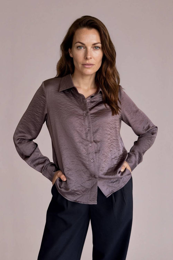 Camisa Clásica Satén Ciruela