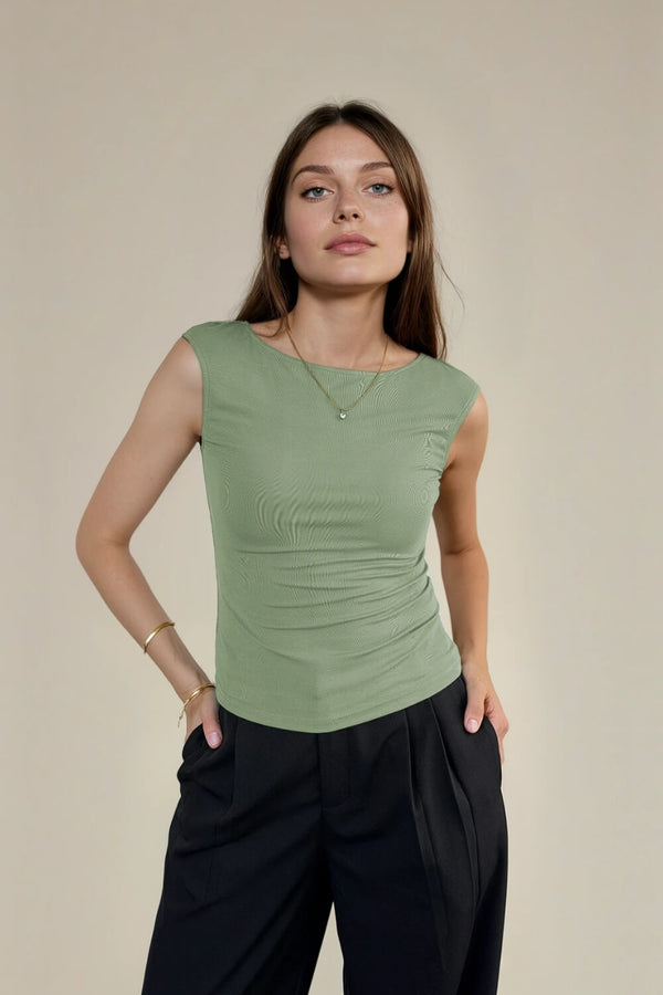 Top Escote Bote Modal Verde