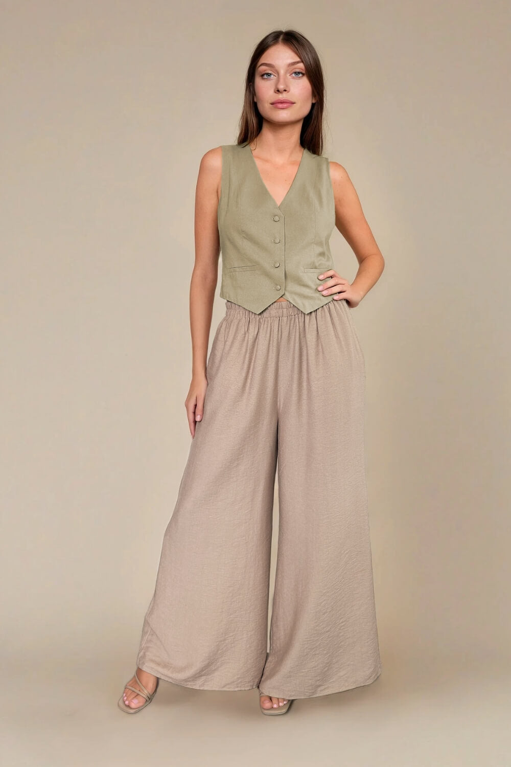 Pantalón Palazzo Beige