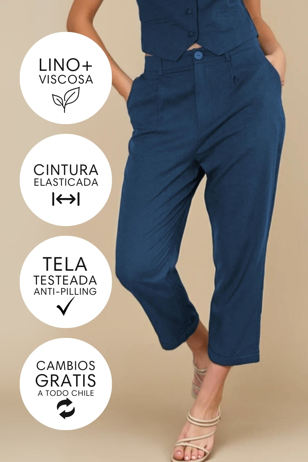 Pantalón Piano Lino Azul Marino