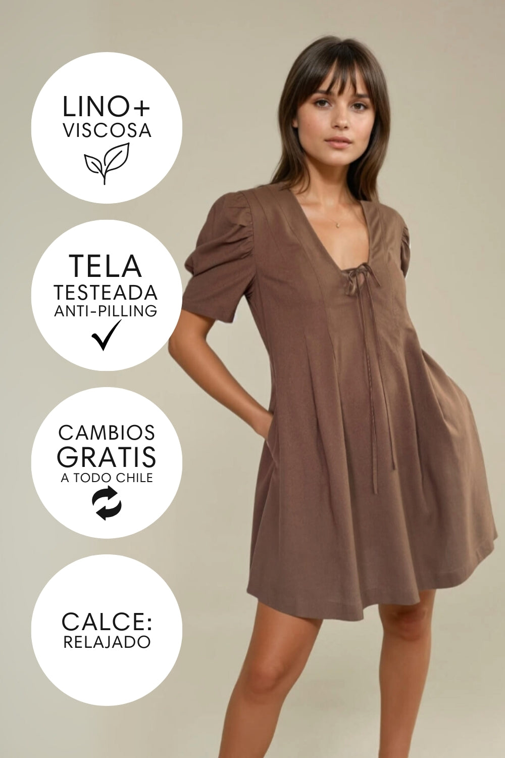 Vestido Basie Lino Mocha
