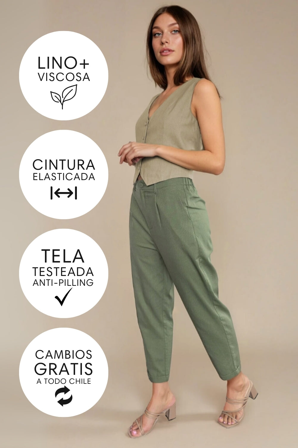Pantalón Piano Lino Oliva