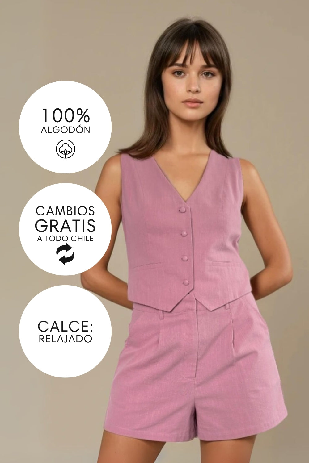 Short Sastrero Jazz Algodón Rosa