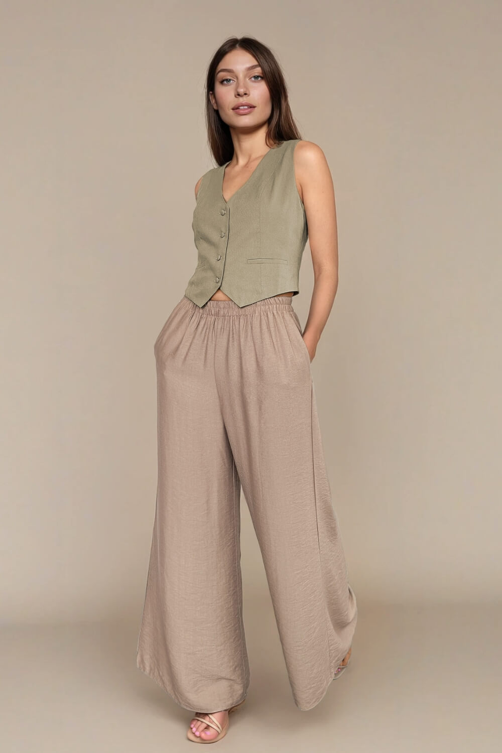 Pantalón Palazzo Beige