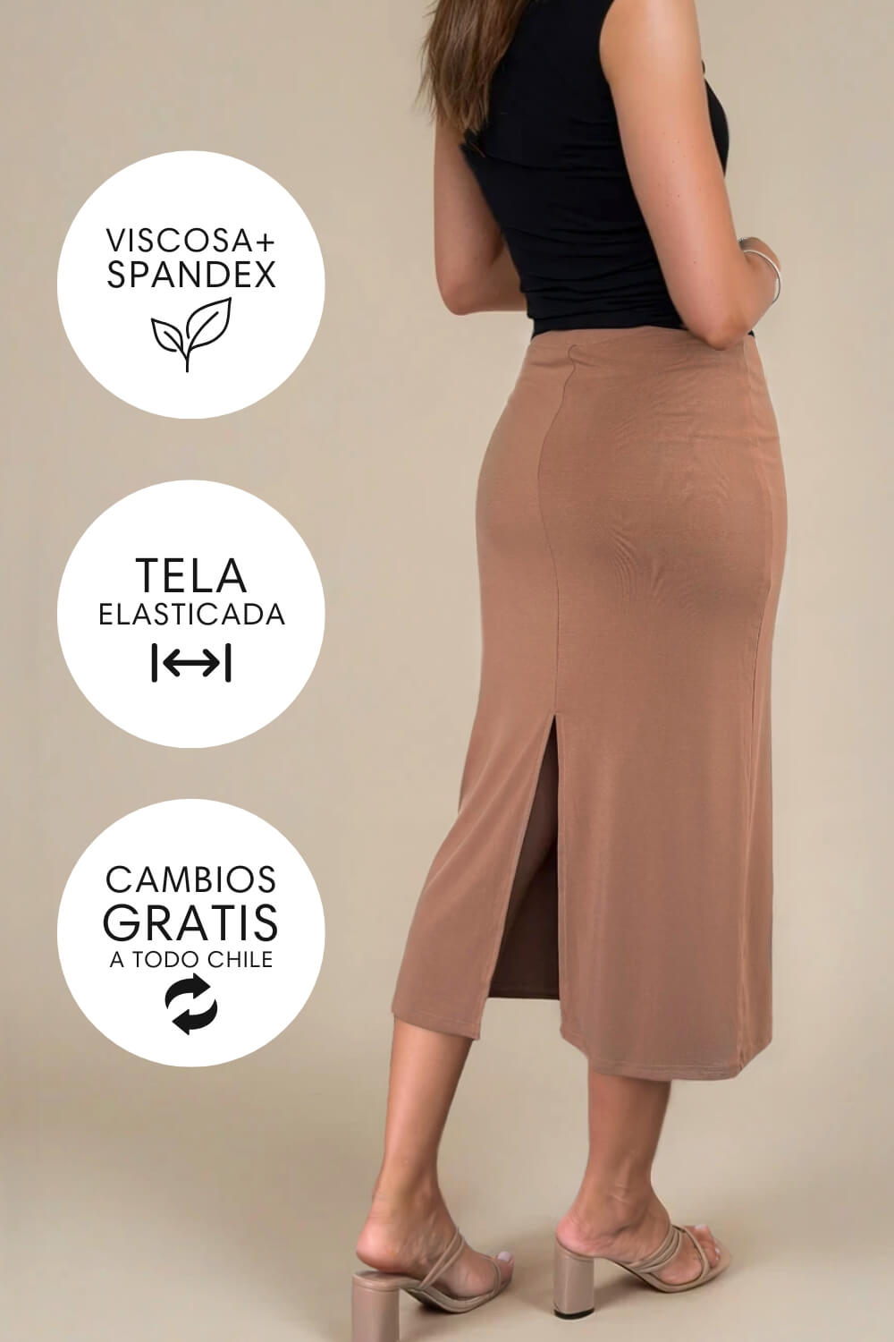 Falda Midi Modal Mocca